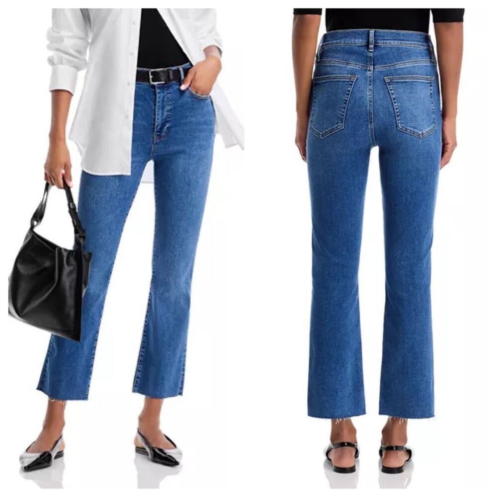Frame Women's High Rise Le High Straight Raw Edge Denim Jeans‎ Blue Size 27